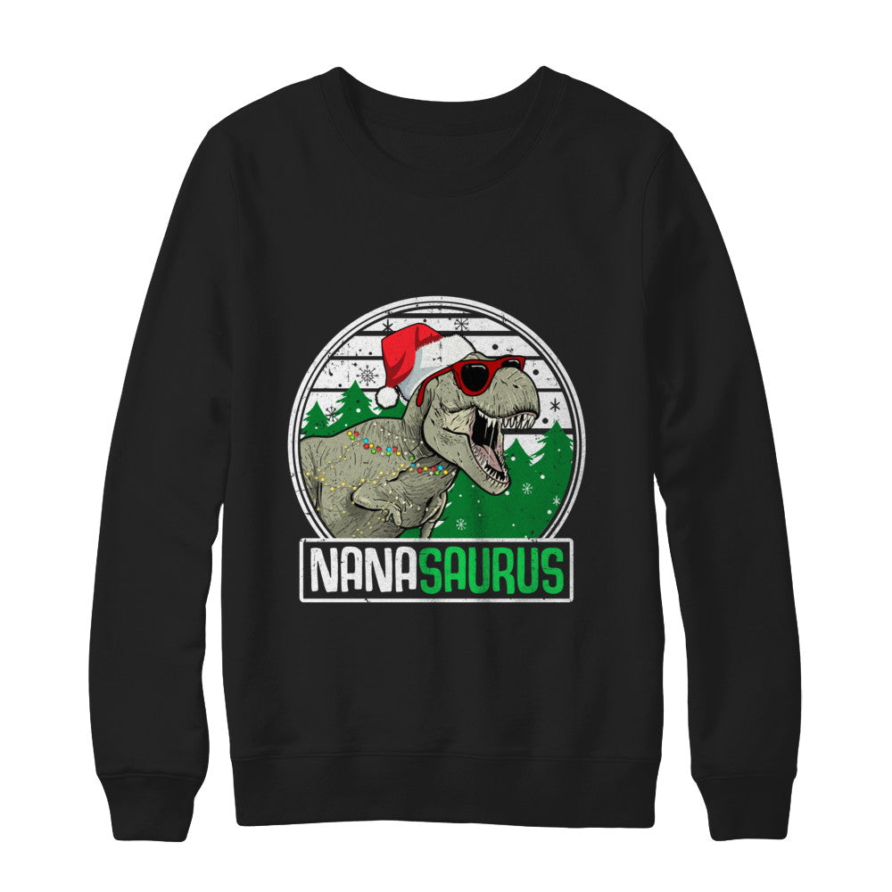 Nanasaurus Nana Dinosaur T-Rex Family Christmas T-Shirt & Sweatshirt | Teecentury.com