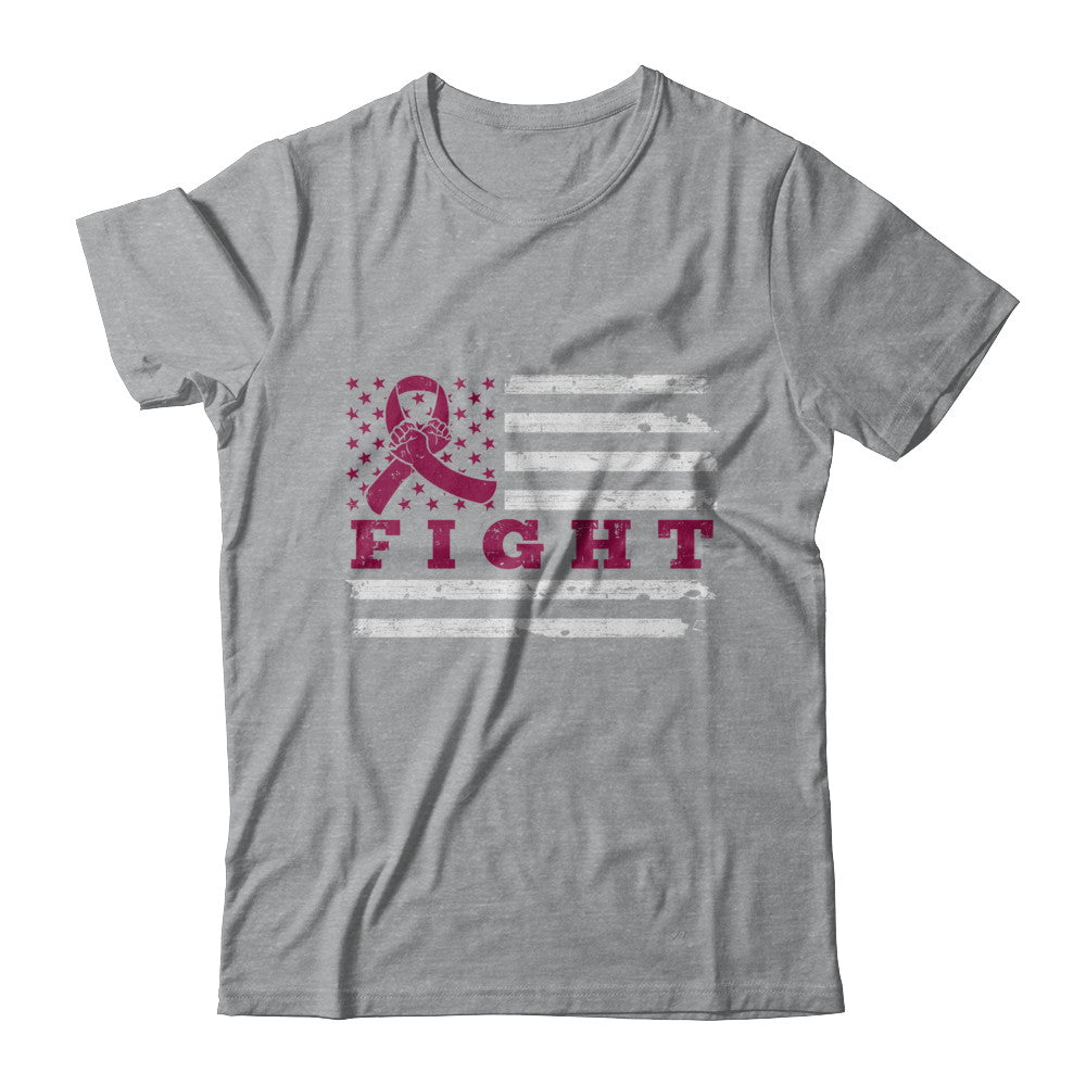 Fight Burgundy Ribbon US Flag Multiple Myeloma Awareness T-Shirt & Hoodie | Teecentury.com