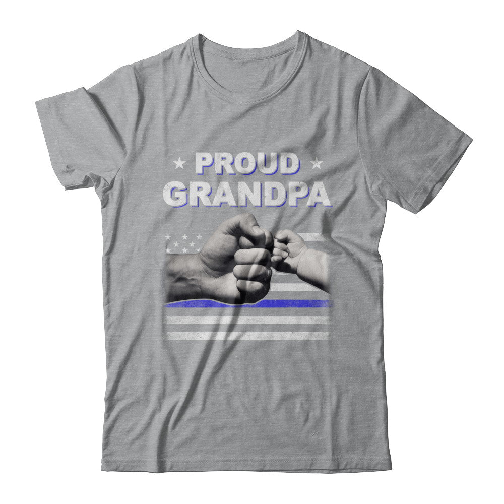 Proud Grandpa Police Thin Blue Line Flag Fathers Day T-Shirt & Hoodie | Teecentury.com