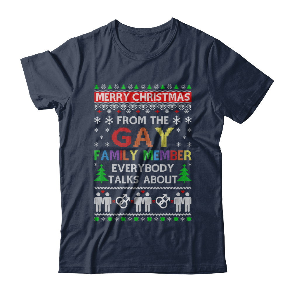 LGBT Merry Christmas From Gay Family Ugly Christmas Sweater T-Shirt & Sweatshirt | Teecentury.com