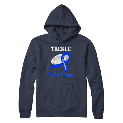 Football Survivor Tackle Blue Colon Cancer Awareness T-Shirt & Hoodie | Teecentury.com