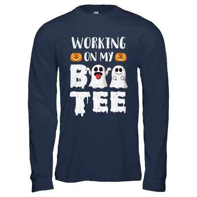 Working On My Boo Tee Funny Ghost Halloween T-Shirt & Hoodie | Teecentury.com