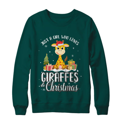 Just A Girl Who Loves Giraffes And Christmas T-Shirt & Sweatshirt | Teecentury.com