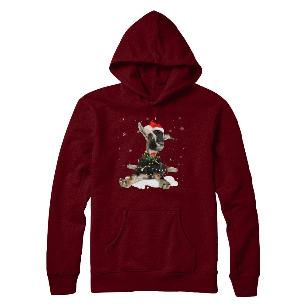 Goat With Santa Hat Lights Christmas T-Shirt & Sweatshirt | Teecentury.com