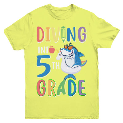 Diving Into 5th Grade Back To School Shark Youth Youth Shirt | Teecentury.com