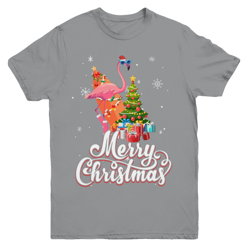 Flamingo Christmas Gift Merry Christmas Flamingo Youth Youth Shirt | Teecentury.com