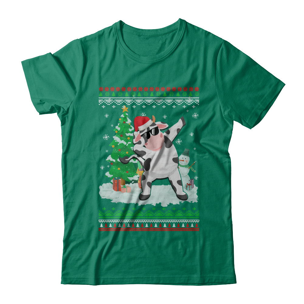 Santa Hat Cow Dabbing Christmas Ugly Sweater T-Shirt & Sweatshirt | Teecentury.com