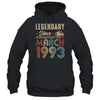 30 Years Old Legendary Since March 1993 30th Birthday Shirt & Hoodie | teecentury