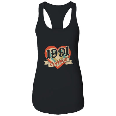 31th Birthday Gifts Classic Retro Heart Vintage 1991 T-Shirt & Tank Top | Teecentury.com