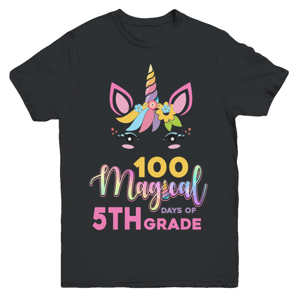 100 Magical Days Of 5Th Grade School Unicorn Girl Gift Youth Youth Shirt | Teecentury.com