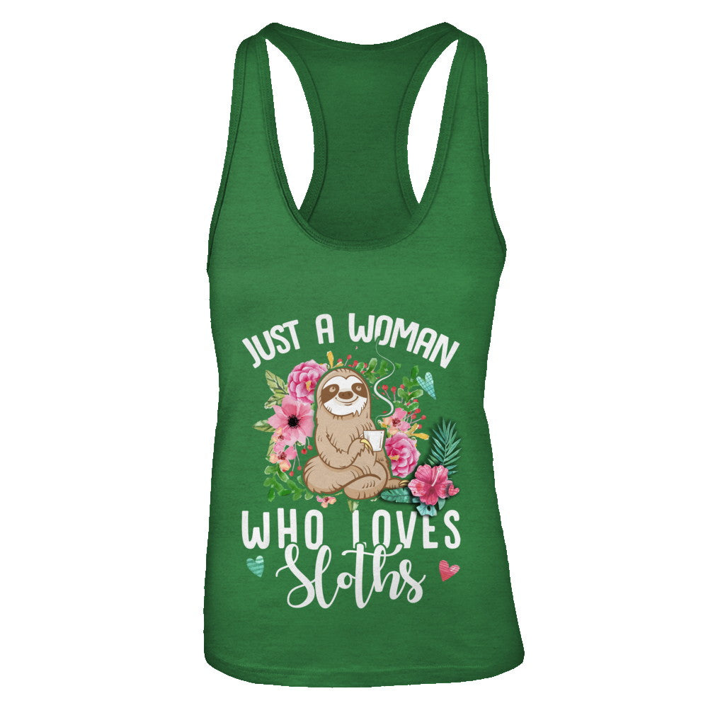 Just A Woman Who Loves Sloths T-Shirt & Tank Top | Teecentury.com