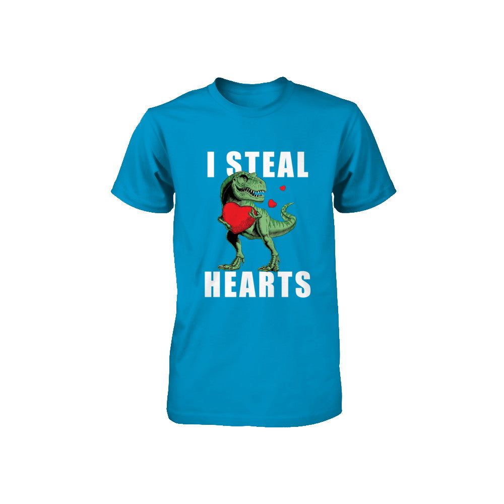 I Steal Hearts Funny Valentines Day Dinosaur T-Rex Boys Youth Youth Shirt | Teecentury.com
