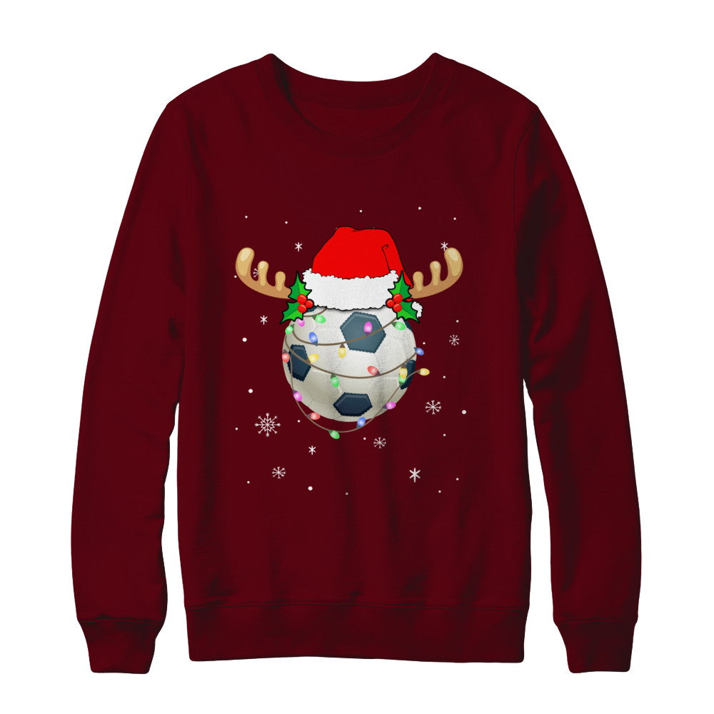 Santa Hat Soccer Reindeer Christmas Gifts T-Shirt & Sweatshirt | Teecentury.com