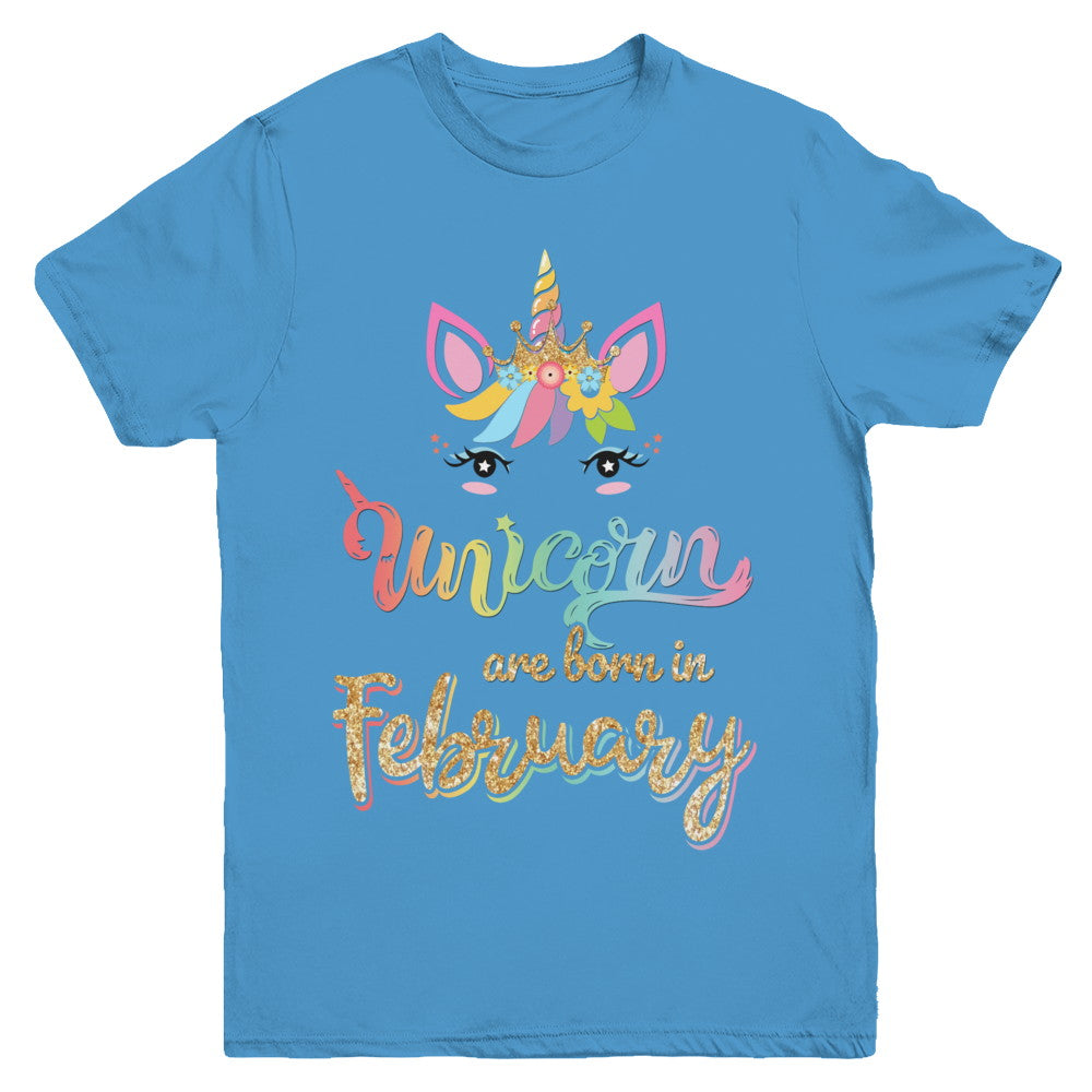 Cute Unicorns Are Born In February Birthday Gift Youth Youth Shirt | Teecentury.com