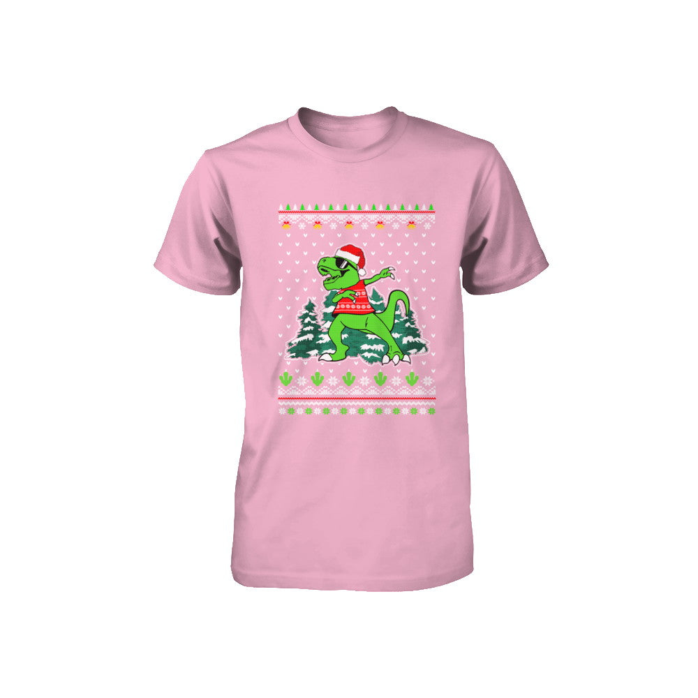 Funny Dab Dabbing Dinosaur Ugly Christmas Sweater Xmas Youth Youth Shirt | Teecentury.com