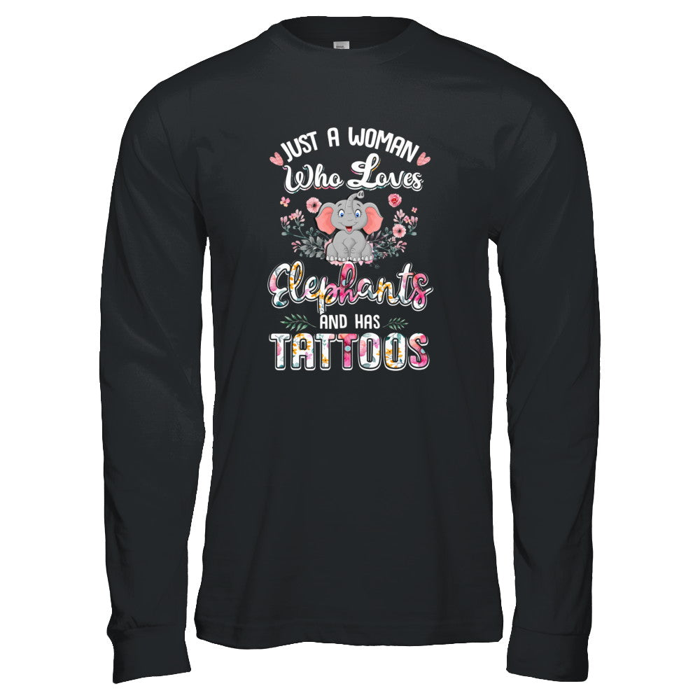 Just A Woman Who Loves Elephants And Has Tattoos T-Shirt & Tank Top | Teecentury.com