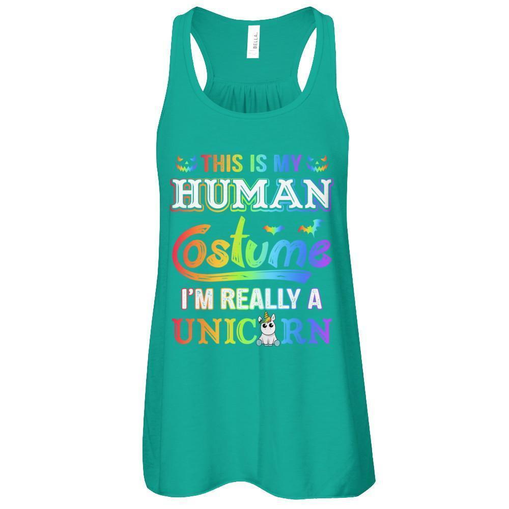Halloween This Is My Human Costume I'm Really A Unicorn T-Shirt & Tank Top | Teecentury.com