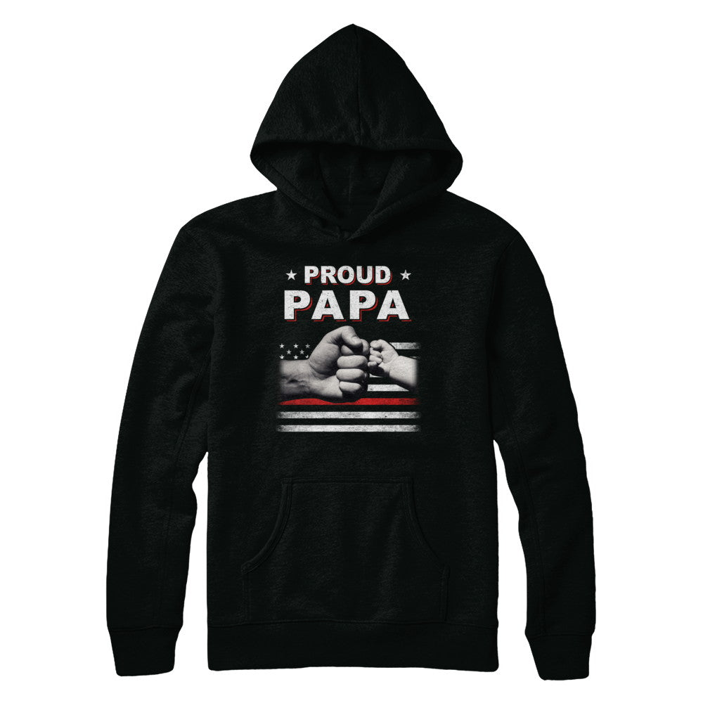 Proud Papa Fireman Firefighter Thin Red Line Flag Fathers Day T-Shirt & Hoodie | Teecentury.com