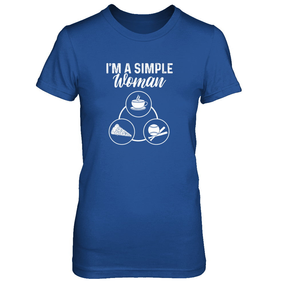 I'm A Simple Woman Coffee Pizza Softball T-Shirt & Tank Top | Teecentury.com