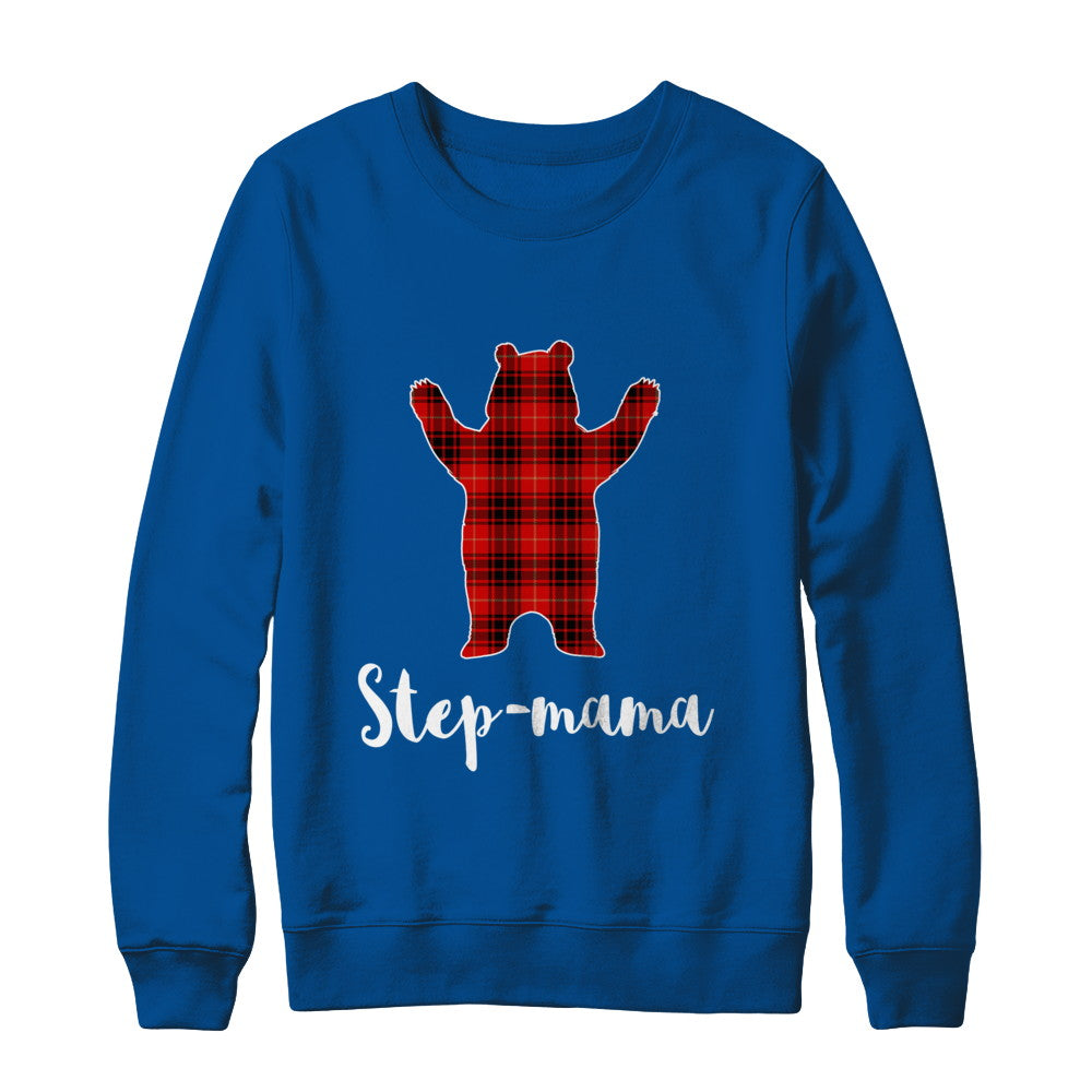 Red Step-Mama Bear Buffalo Plaid Family Christmas Pajamas T-Shirt & Sweatshirt | Teecentury.com