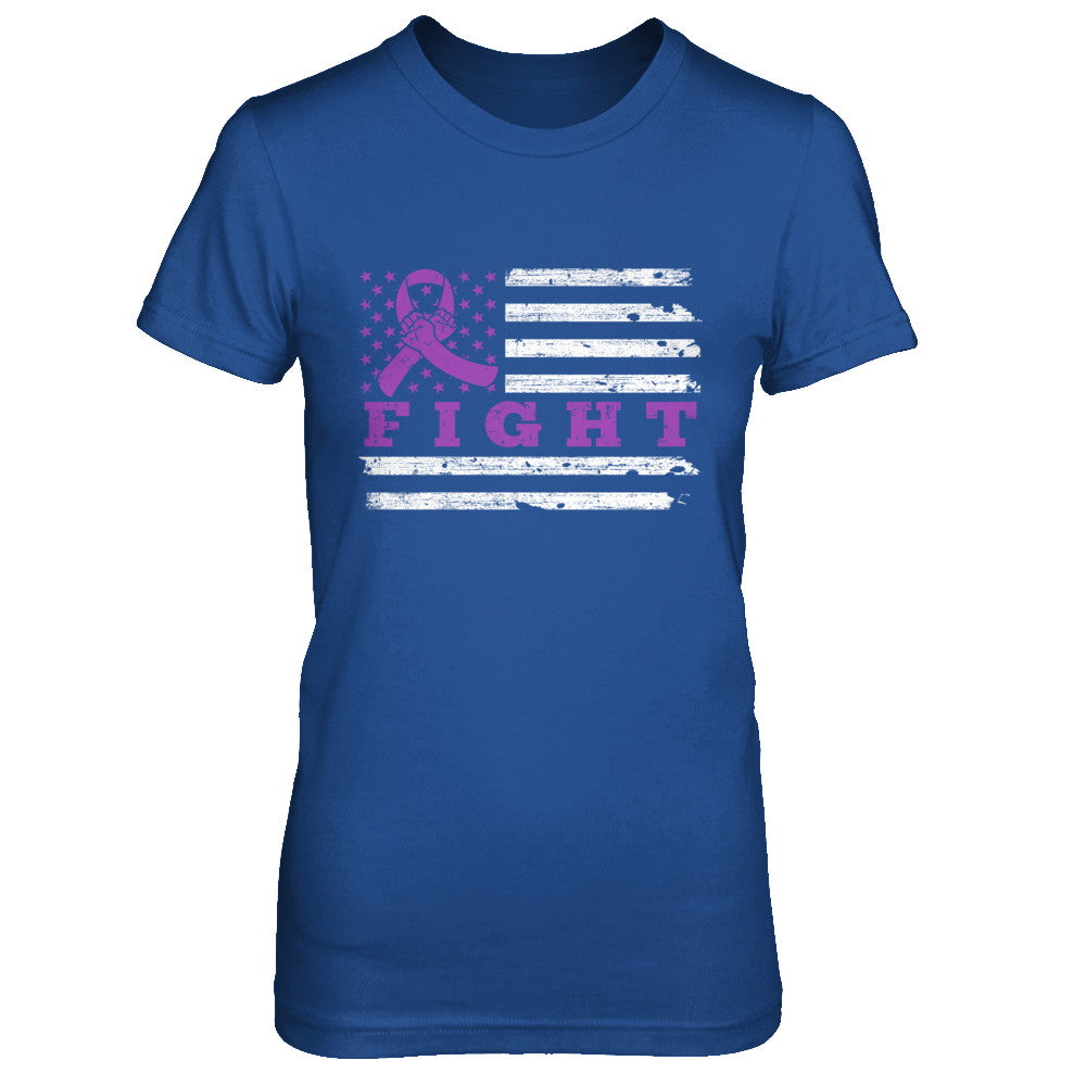 Fight Purple Ribbon US Flag Alzheimer's Pancreatic Awareness T-Shirt & Hoodie | Teecentury.com