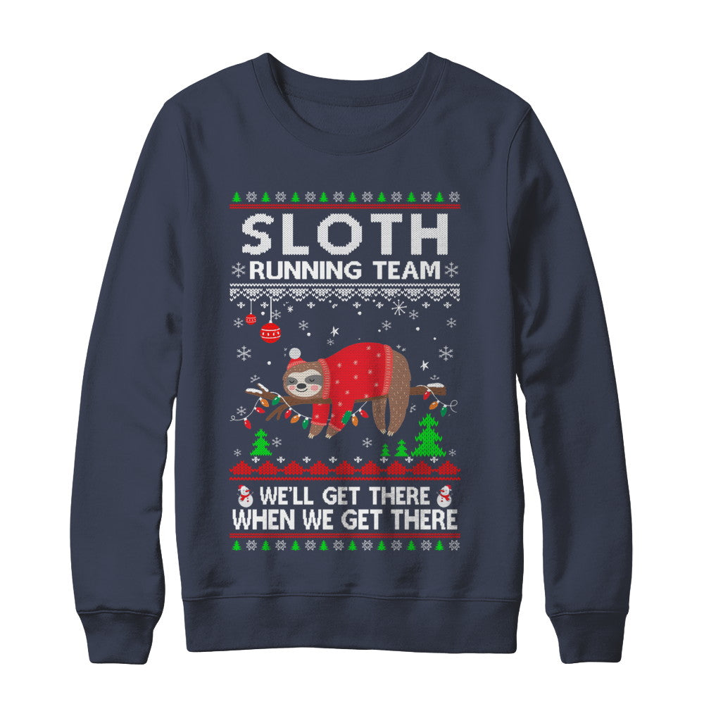 Funny Sloth Running Team Ugly Christmas Sweater Gift T-Shirt & Sweatshirt | Teecentury.com
