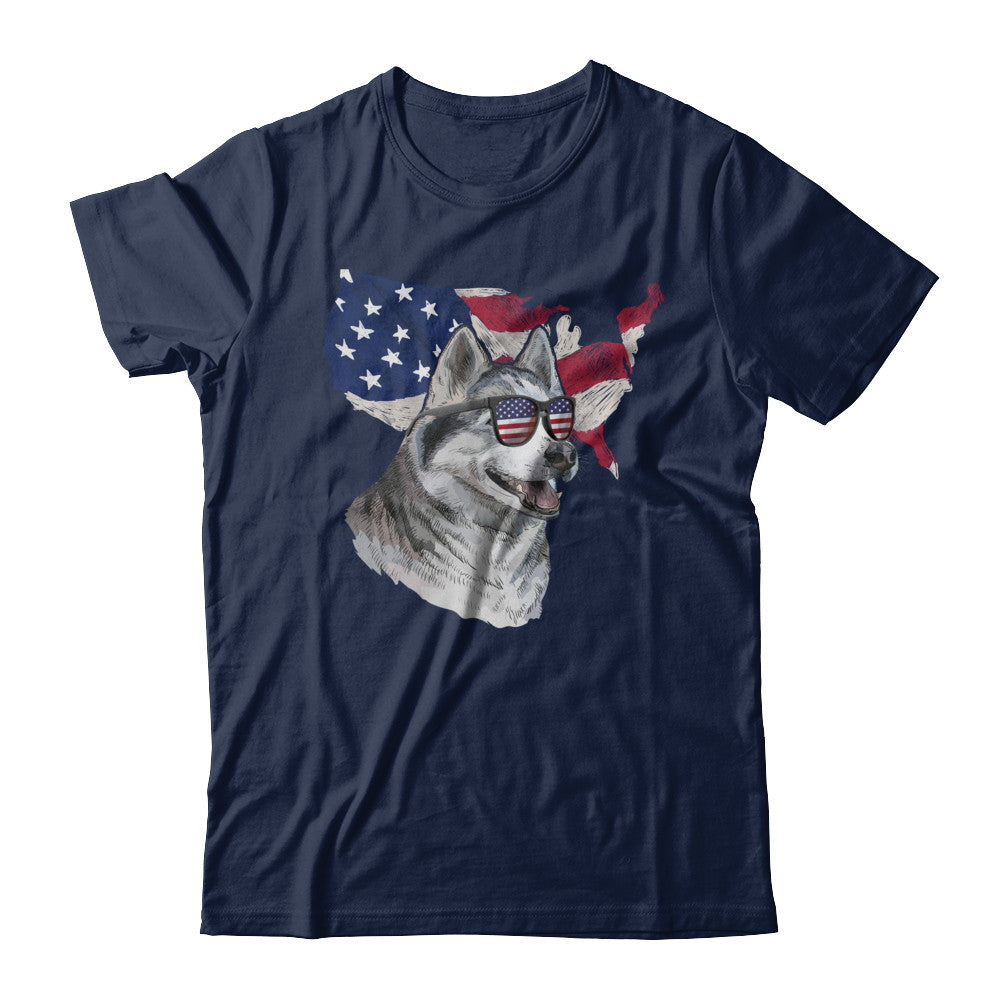 Funny Patriot Husky Dog 4Th Of July American Flag T-Shirt & Hoodie | Teecentury.com