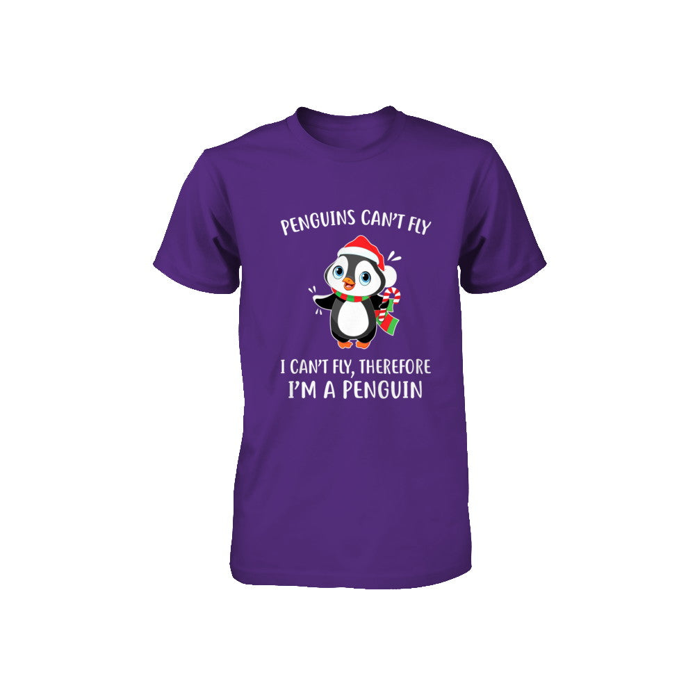 Funny Penguin I Can't Fly Christmas Gift Youth Youth Shirt | Teecentury.com