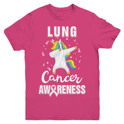 Inspirational Lung Cancer Awareness Unicorn Support Youth Youth Shirt | Teecentury.com