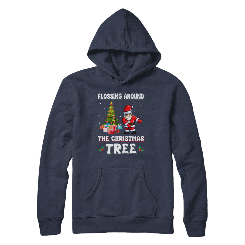 Santa Claus Flossing Around The Christmas Tree T-Shirt & Hoodie | Teecentury.com