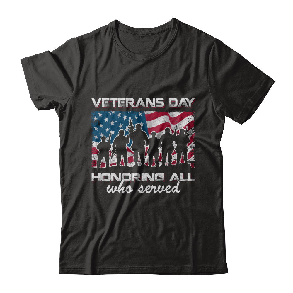 Vintage Patriotic Army Veterans Day Honoring All Who Reverd T-Shirt & Hoodie | Teecentury.com