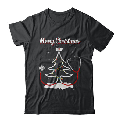 Merry Christmas Stethoscope Nurse Christmas Tree Xmas T-Shirt & Sweatshirt | Teecentury.com