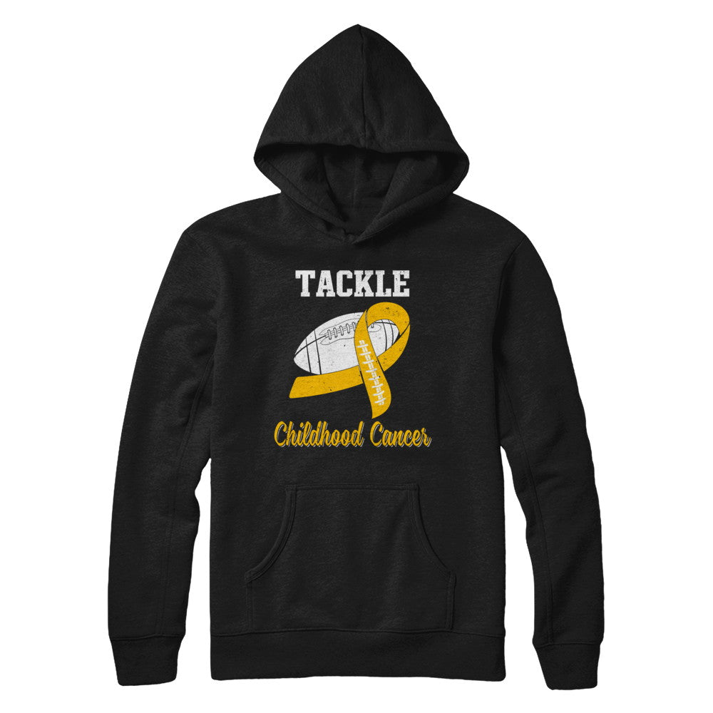Football Survivor Tackle Yellow Childhood Cancer Awareness T-Shirt & Hoodie | Teecentury.com