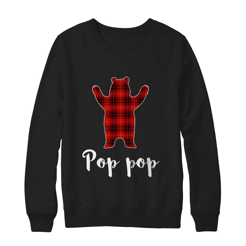 Red Pop Pop Bear Buffalo Plaid Family Christmas Pajamas T-Shirt & Sweatshirt | Teecentury.com