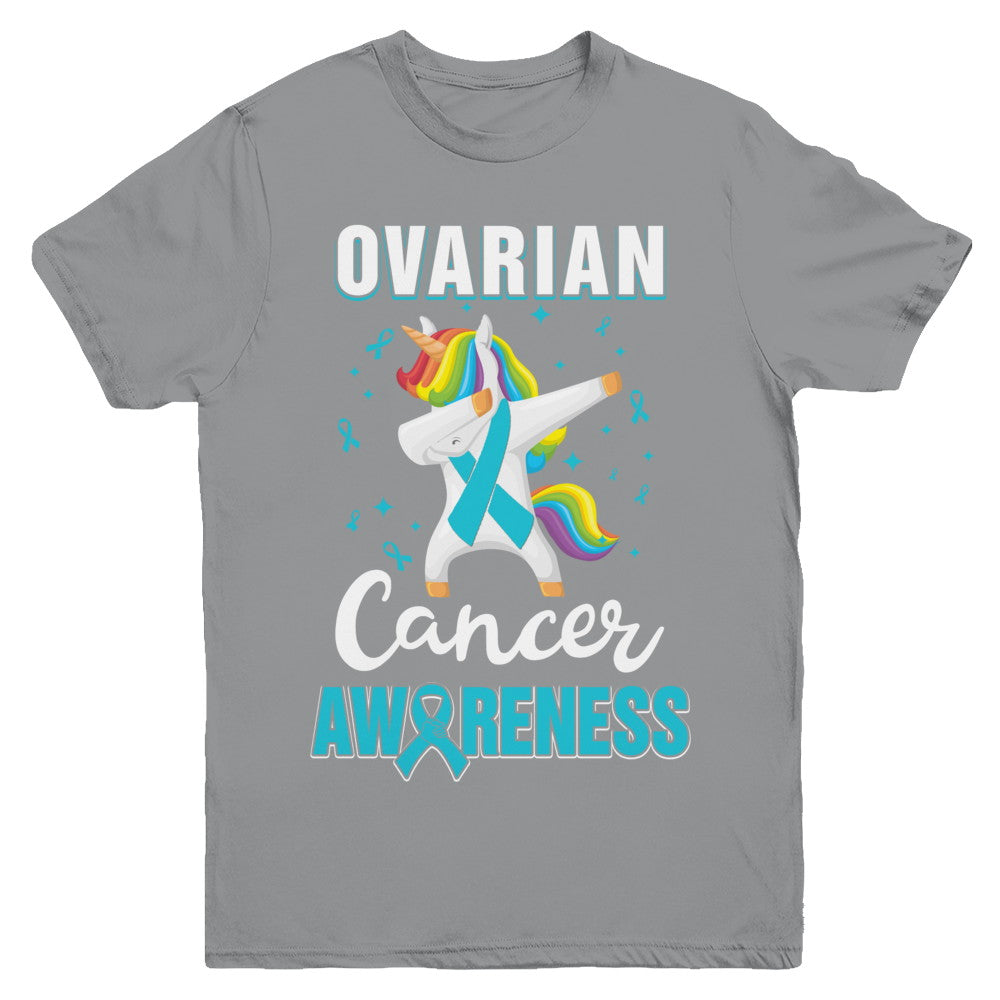 Inspirational Ovarian Cancer Awareness Unicorn Support Youth Youth Shirt | Teecentury.com