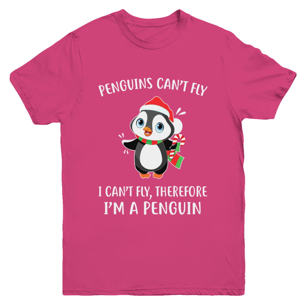 Funny Penguin I Can't Fly Christmas Gift Youth Youth Shirt | Teecentury.com