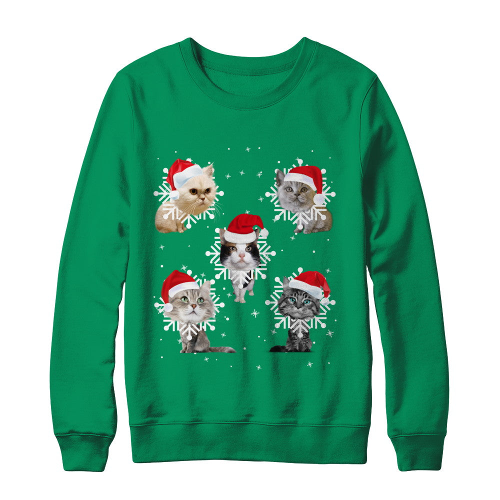 Cute Cat's Christmas Snowflakes Cat Claus T-Shirt & Sweatshirt | Teecentury.com