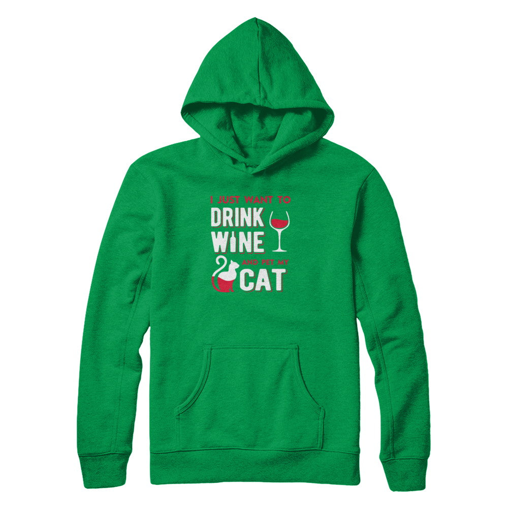 I Just Want To Drink Wine And Pet My Cat T-Shirt & Tank Top | Teecentury.com