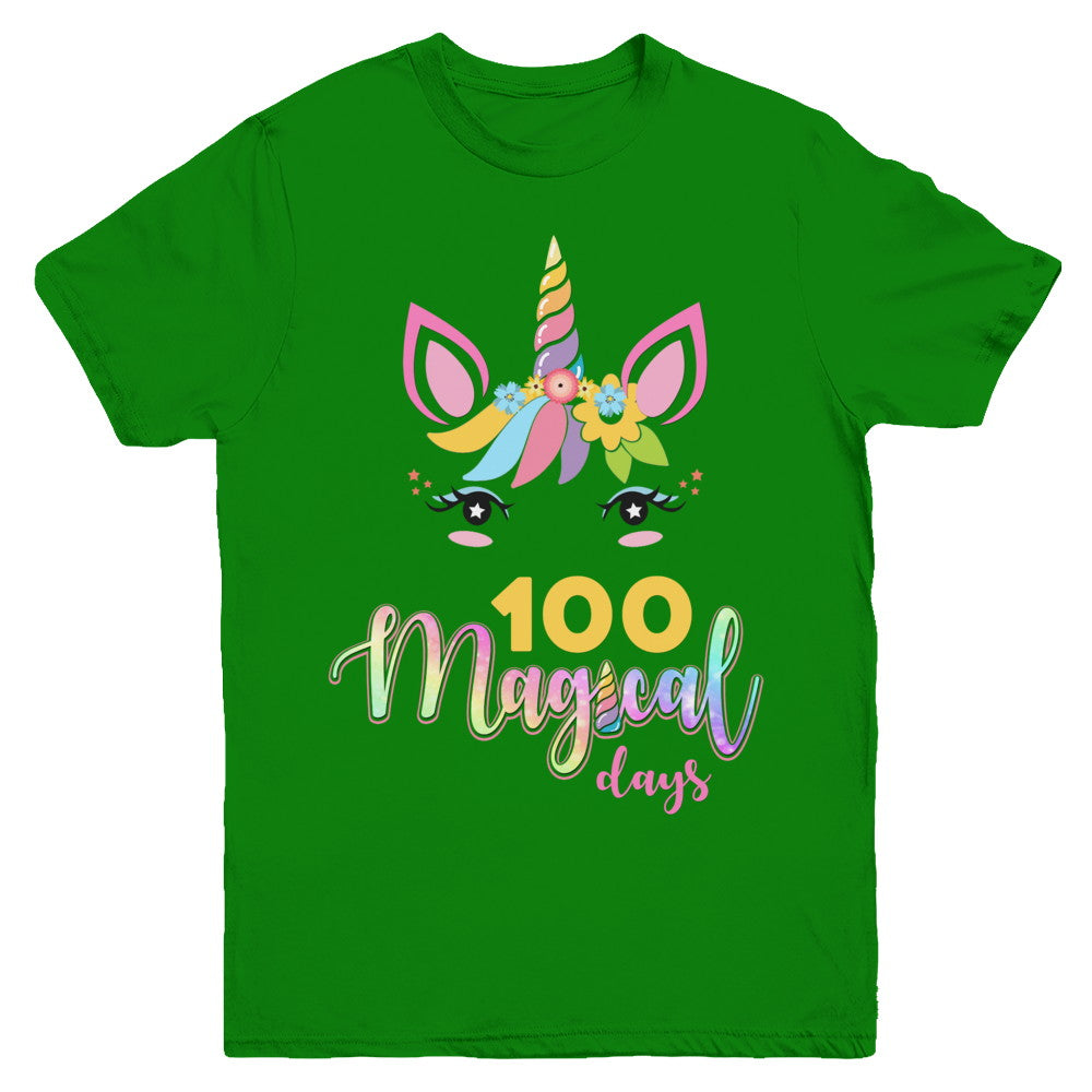 100 Magical Days Of School Unicorn Girl Gifts Youth Youth Shirt | Teecentury.com