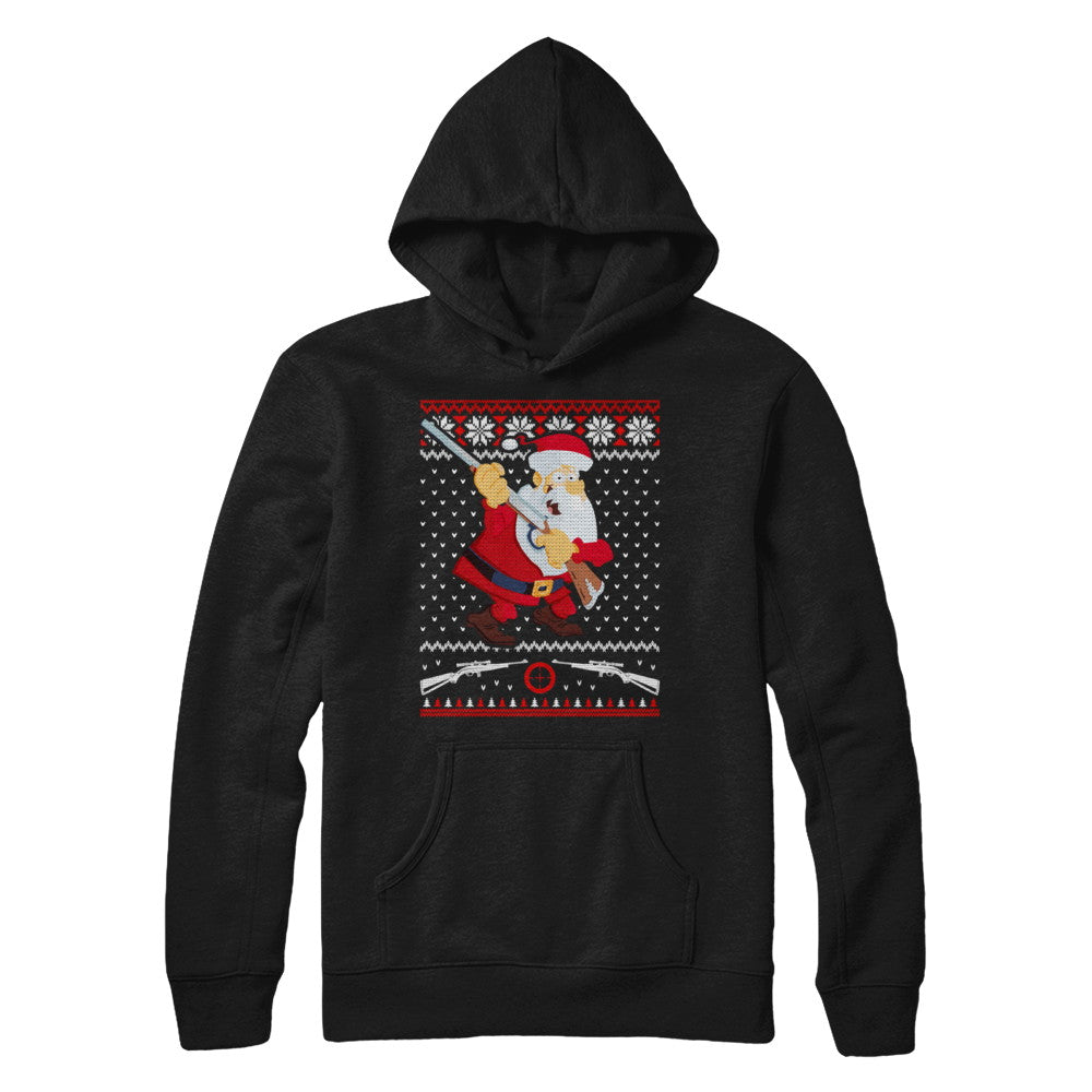 Santa Gun Hunting Ugly Christmas Sweater Funny T-Shirt & Sweatshirt | Teecentury.com