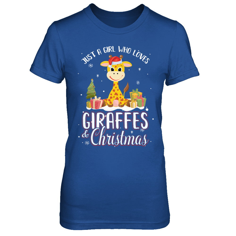 Just A Girl Who Loves Giraffes And Christmas T-Shirt & Sweatshirt | Teecentury.com