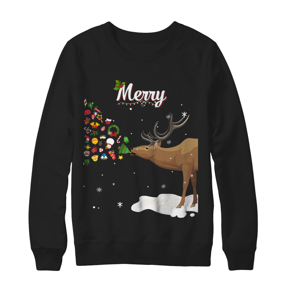 Couples Sick Reindeer Funny Ugly Merry Christmas Sweater T-Shirt & Sweatshirt | Teecentury.com