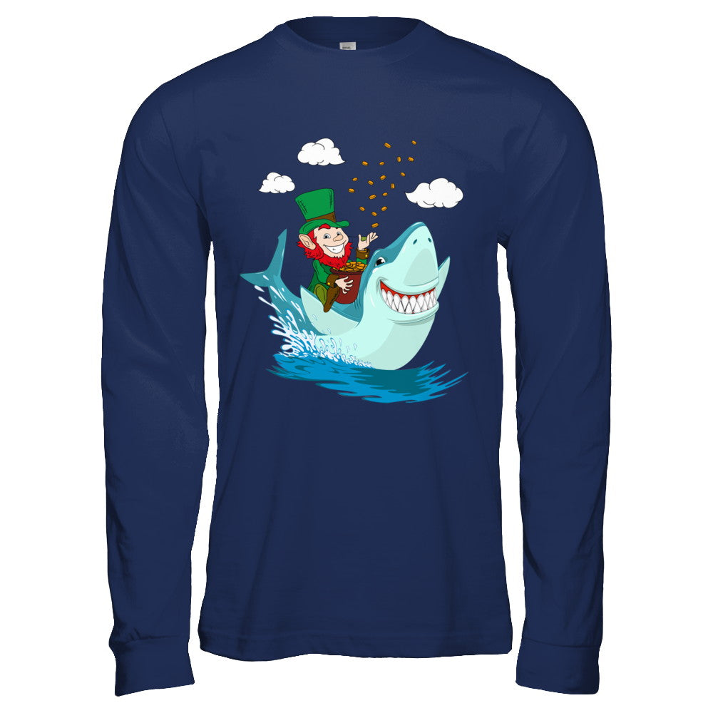 St Patricks Day Leprechaun Riding Shark T-Shirt & Hoodie | Teecentury.com