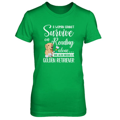 A Woman Cannot Survive On Reading Alone Golden Retriever T-Shirt & Tank Top | Teecentury.com