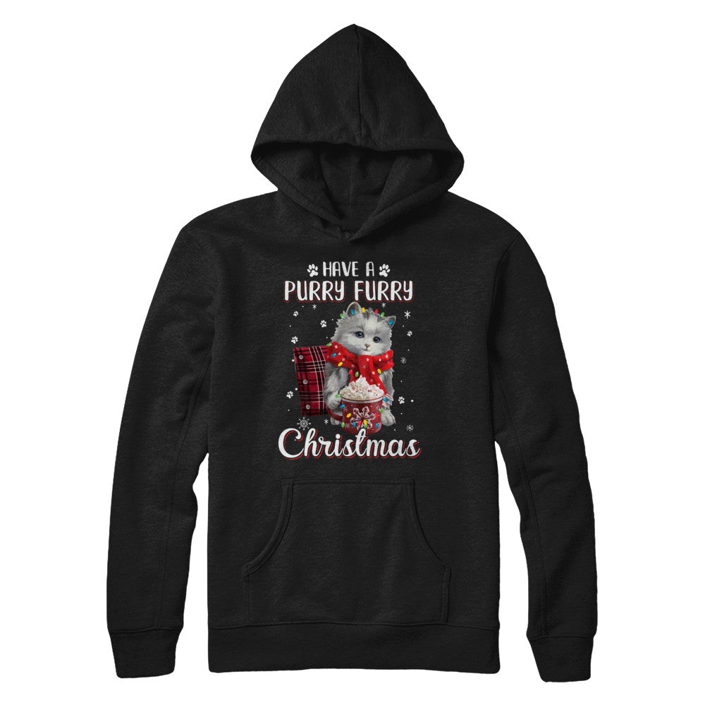 Have A Purry Furry Christmas Funny Holiday Xmas Cat T-Shirt & Sweatshirt | Teecentury.com