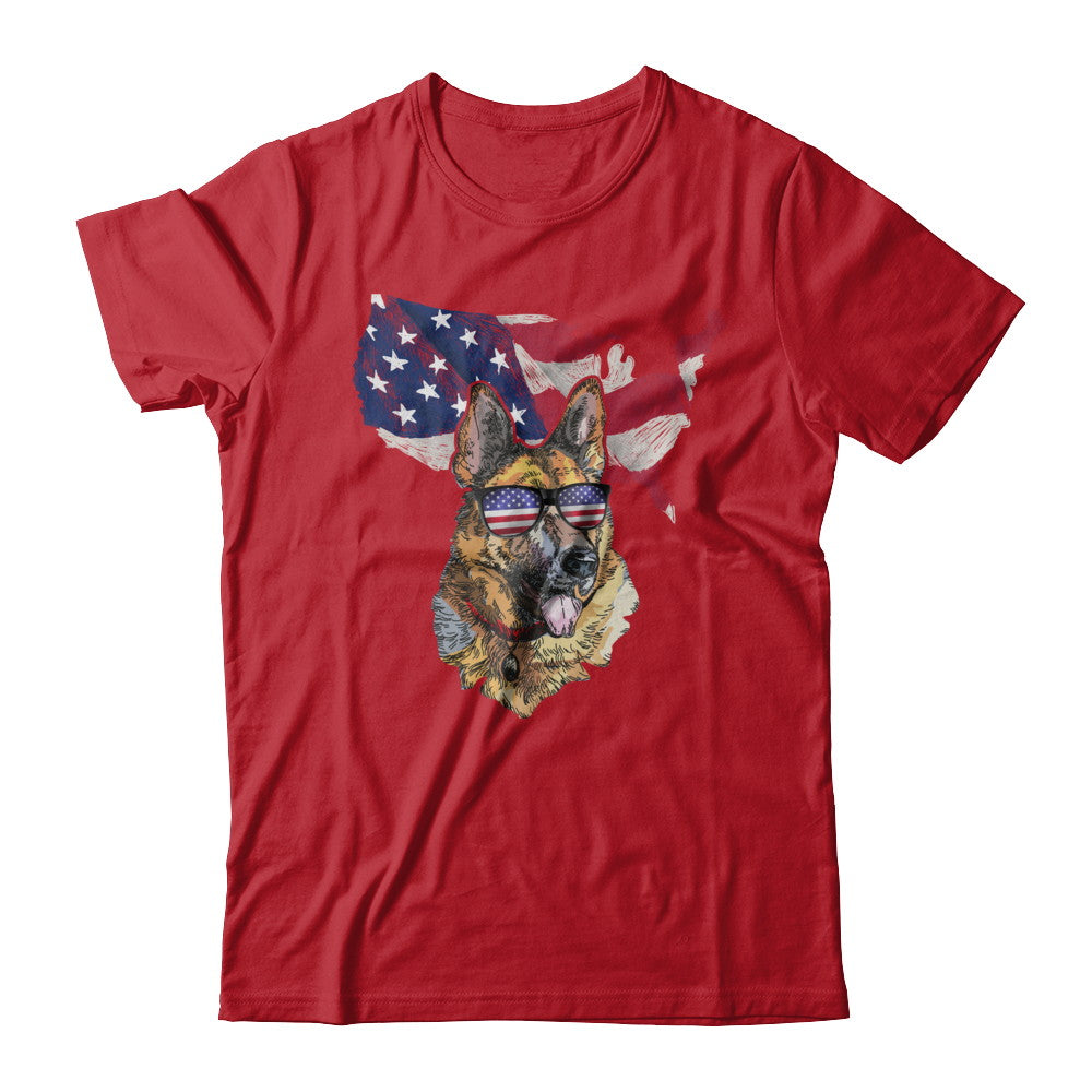 Funny Patriot German Shepherd Dog 4Th Of July American Flag T-Shirt & Hoodie | Teecentury.com