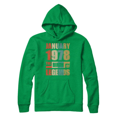 Vintage Retro January 1978 Birth Of Legends 44th Birthday T-Shirt & Hoodie | Teecentury.com