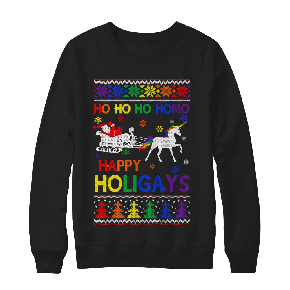 Ho Ho Ho Santa Riding Unicorrn Happy Holigays LGBT T-Shirt & Sweatshirt | Teecentury.com