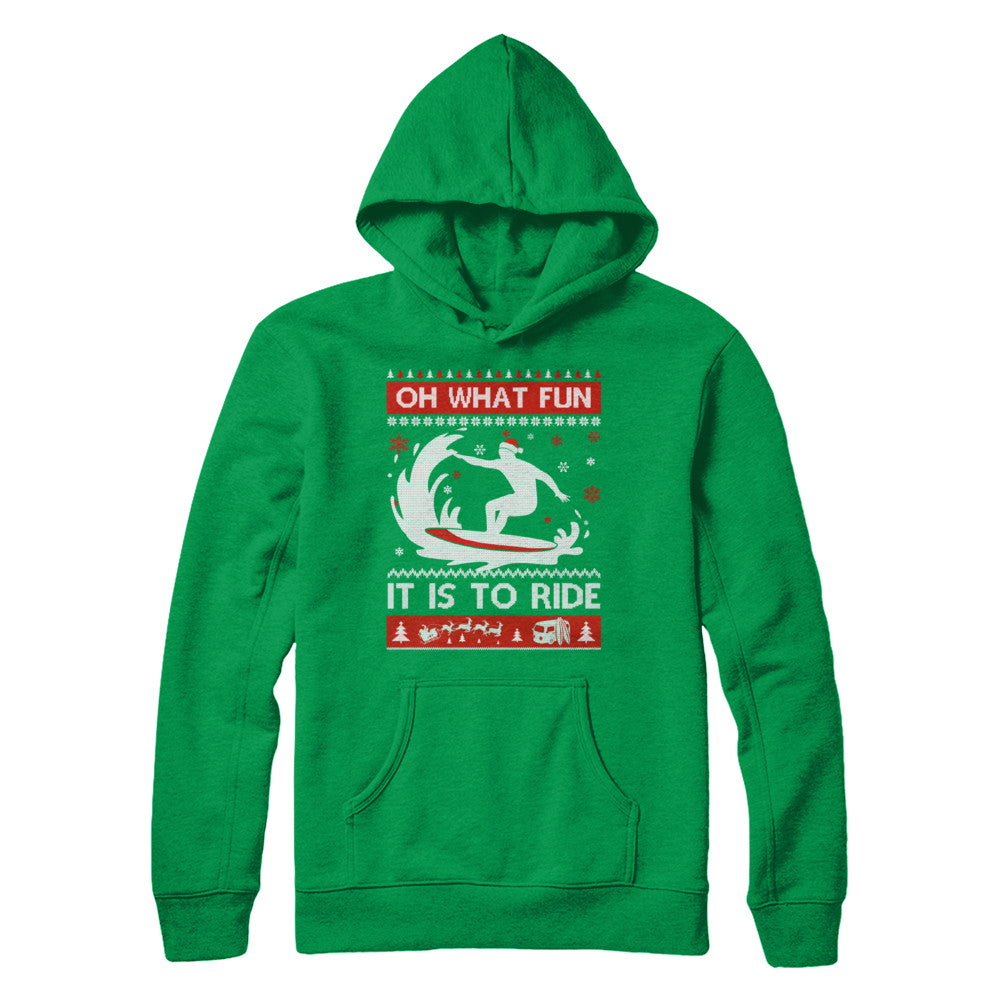 Oh What Fun It Is To Ride Sweater Christmas Surfing T-Shirt & Sweatshirt | Teecentury.com
