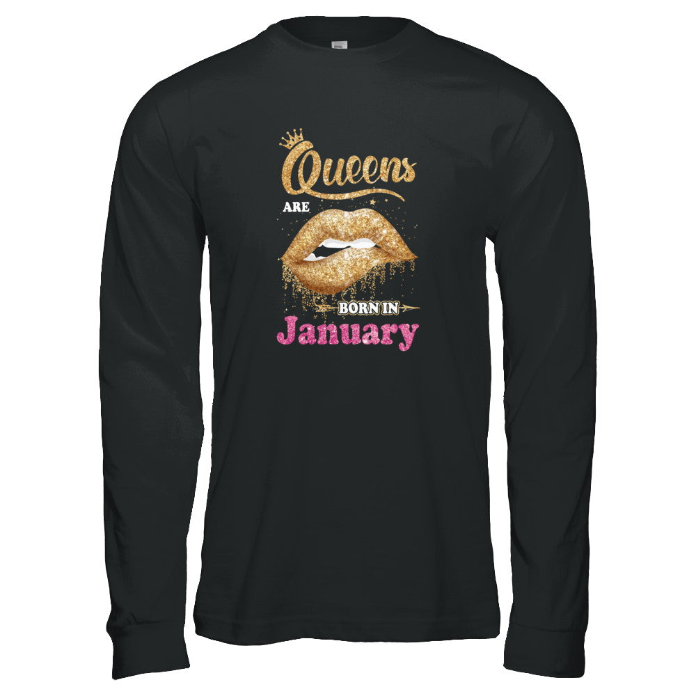 Lipstick Black Queens Are Born In January Birthday Gift T-Shirt & Tank Top | Teecentury.com